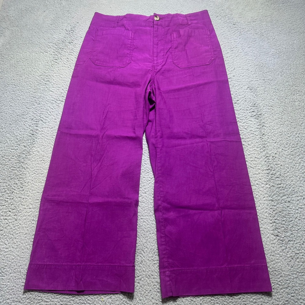 Maeve Anthropologie The Colette Pants 33 Purple Magic Fabric Wide Leg High Rise